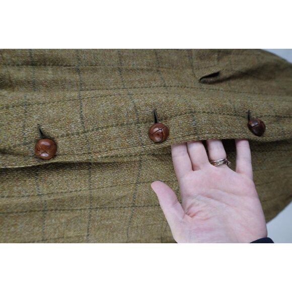 Vintage 70s Streetwear Mens 42L Wool Tweed Suit Coat Blazer Jacket Beige Plaid - Picture 7 of 16